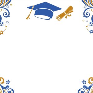 High school or university graduation special diploma flat blue and yellow background