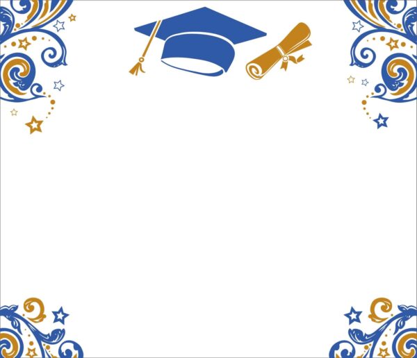 High school or university graduation special diploma flat blue and yellow background