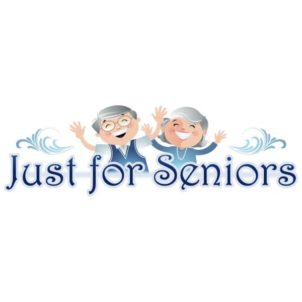 Just for seniors lettering with senior citizens