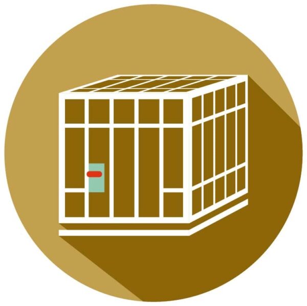 Metal wire cage or crate for pet icon