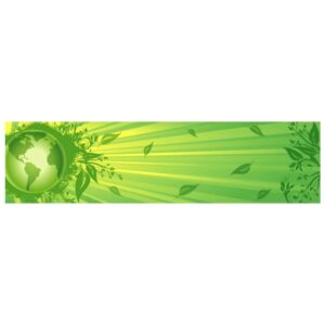 Model planet earth with trees and green background banner