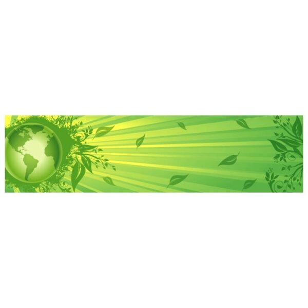 Model planet earth with trees and green background banner