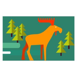 Moose animal and pine trees