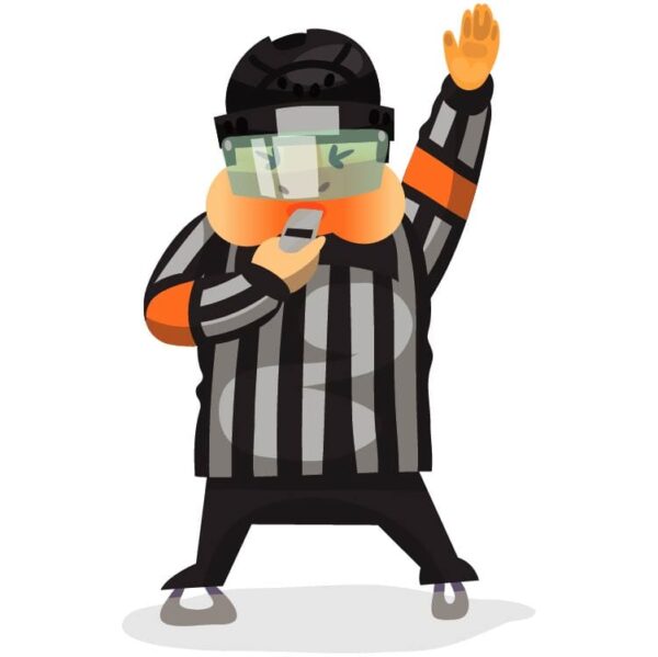 Out of play ice hockey referee signal