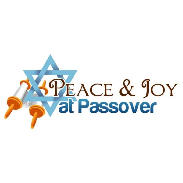 Peace and joy at passover lettering with star of david jewish and hebrew scroll torah