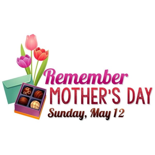 Remember mothers day lettering with flowers and gifts