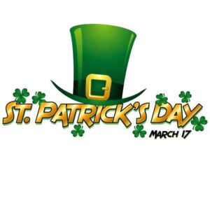 Saint patricks day with patricks cap an clover leaf