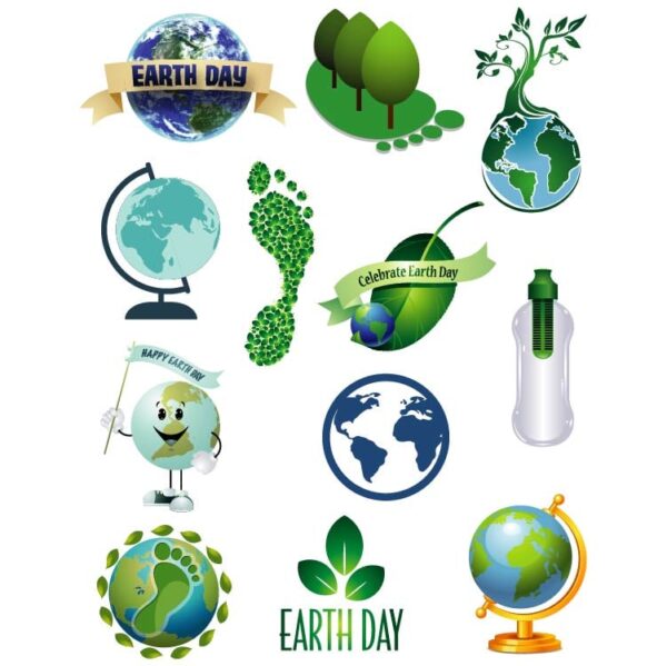 Set of earth day decoration items