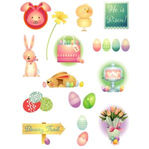 Set of easter rabbit or bunny decoration items