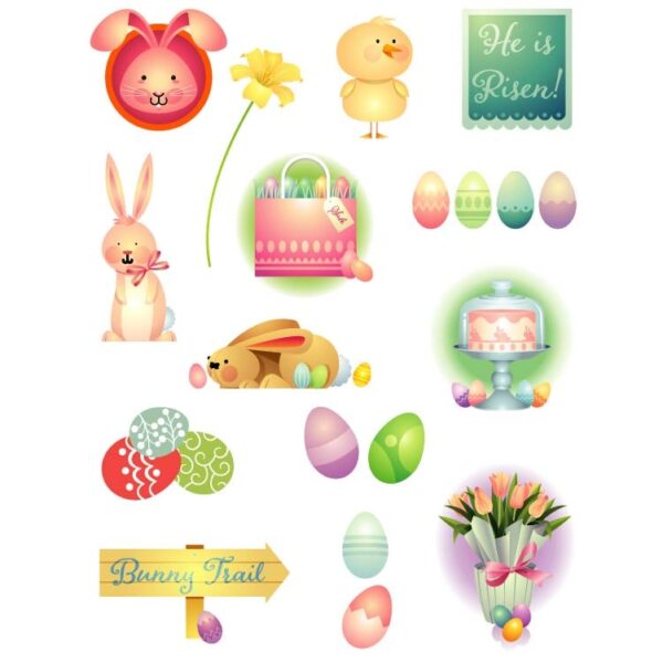 Set of easter rabbit or bunny decoration items