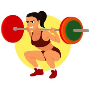 Sports girl doing squats exercises with barbell in sportswear the fitness club or gym for healthy lifestyle