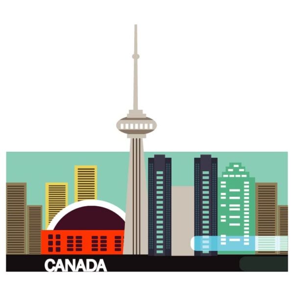 TV CN Tower in toronto city canada famous world landmarks icon concept for the journey around the world