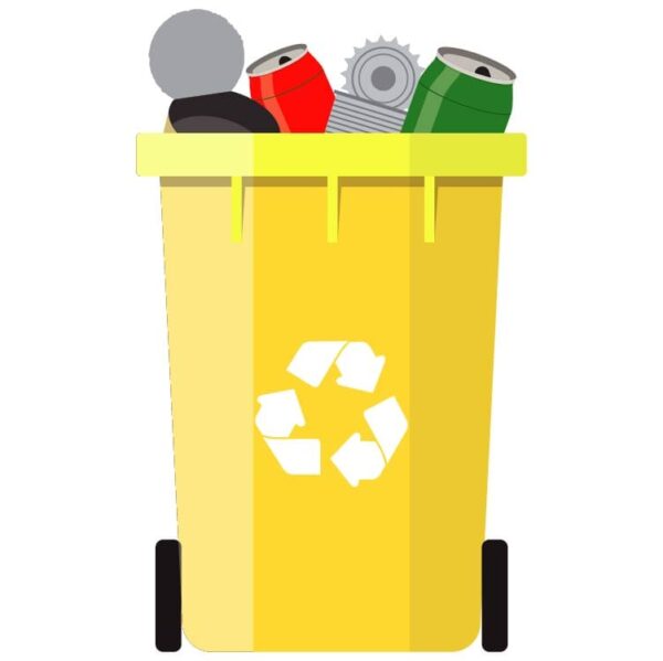 Yellow colored recycle cadboard waste bins cadboard waste
