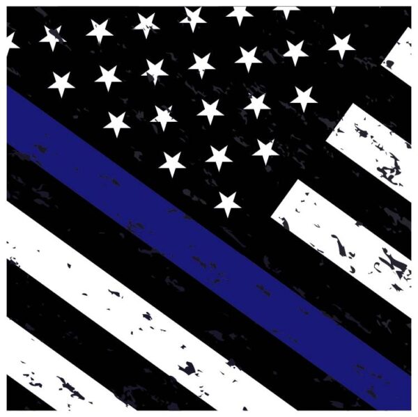 Angled american flag icon symbolic of support for law enforcement or Police flag thin blue line yard sign