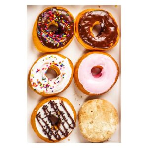 Assortment of colorful donuts for party birthday celebration food