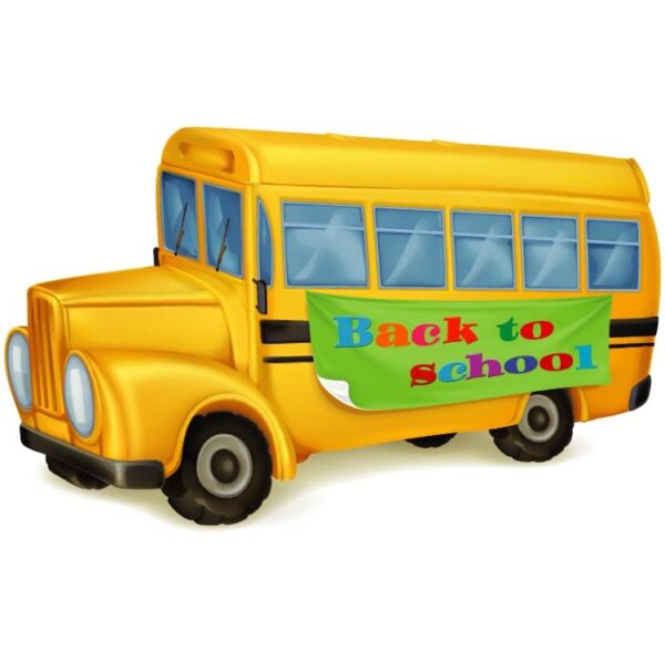 Back to school colorful concept with simple cute school bus
