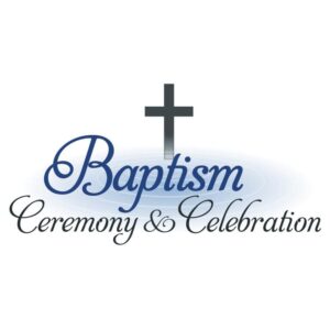 Baptism ceremony and celebrations with christ sign