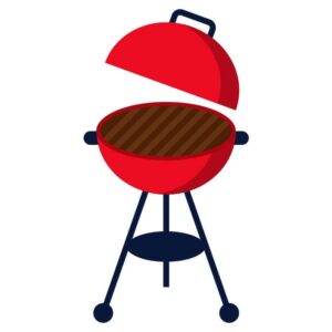 Barbecue grill in USA flag color or Barbecue grill in United states of america flag color