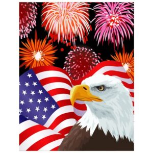 Beachland eagle USA or United states of america flag beach with fireworks