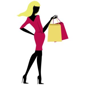 Beautiful black stylish woman or fashion girl going shopping for purchase with shopping bags