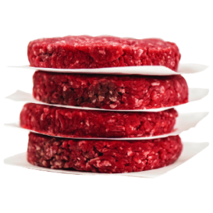 Beef and bone marrow burgers or Fresh ground beef paties angus