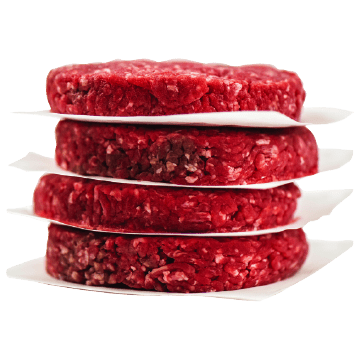Beef and bone marrow burgers or Fresh ground beef paties angus