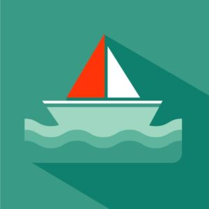 Boat with sail and wave