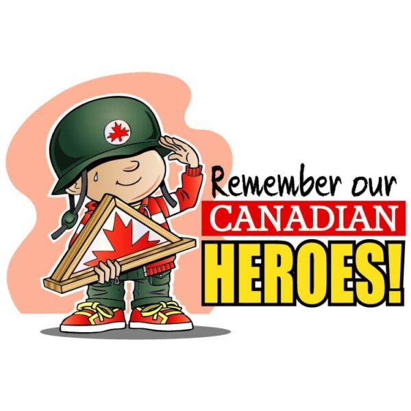 Canada day soldier salute and slogan remember our canadian heroes