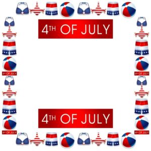 Celebrated 4th of july concept stars and stripes flutter swim suit beach ball frame border