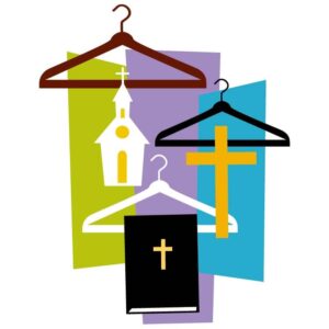 Christian book bible christian sign and church on wooden clothes hanger