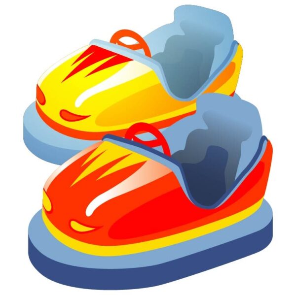 Colorful electric dodgem car or bumper car for childrens in circus festival fair scenery or city amusement park