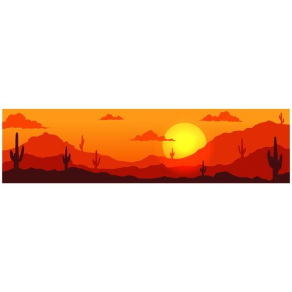 Desert sunset dunes abstract twilight yellow orange color with cactus and sun