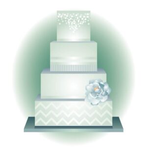 Four tier wedding cake with flowers