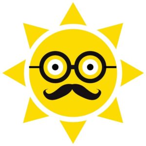 Funny sun with mustache and sunglasses