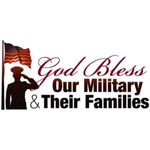 God bless our military and their families slogan of united states soldier or military person