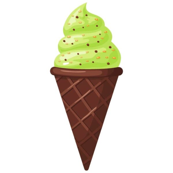 Green tea ice cream with chocolate cone