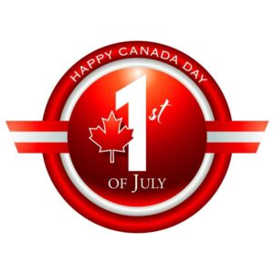 Happy canada day july 1 one round badge with maple leaf