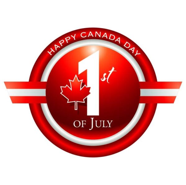 Happy canada day july 1 one round badge with maple leaf