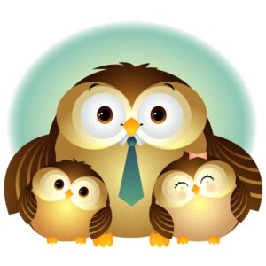 Happy fathers day wise owl family father and two son