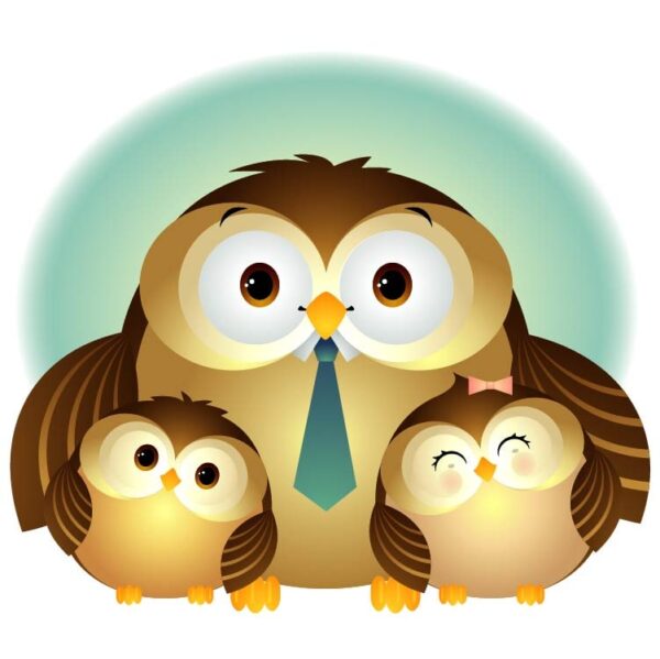 Happy fathers day wise owl family father and two son