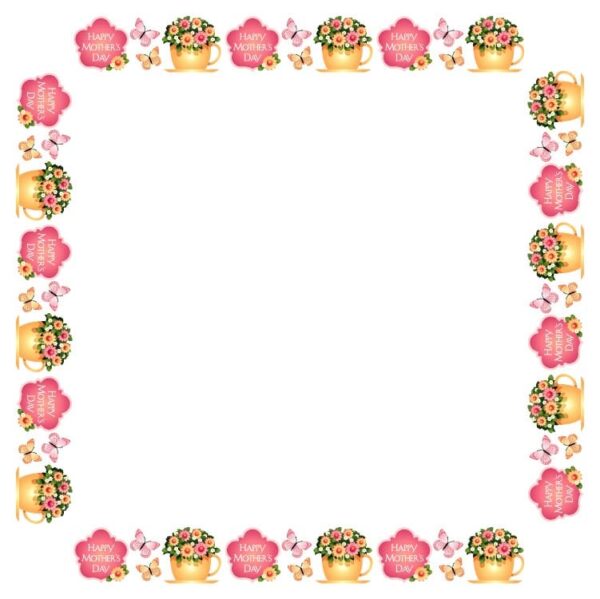 Happy mothers day flowers pot and butterflies frame