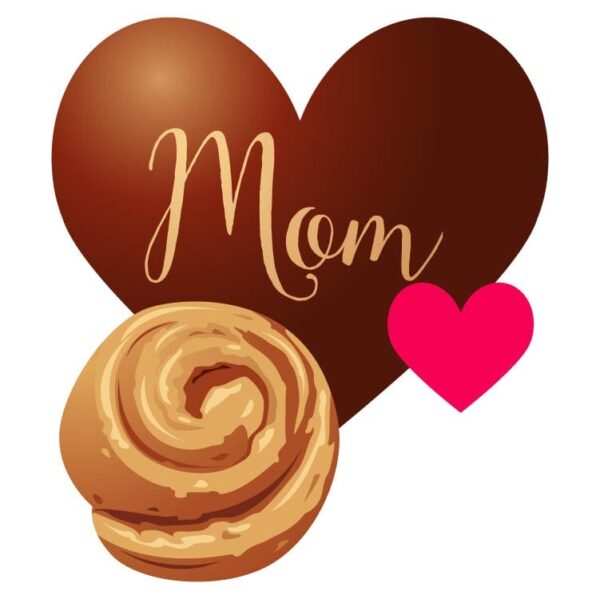 Happy mothers day with chocolate color heart and snacks