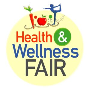 Health and wellness fair with fruits and vegetables