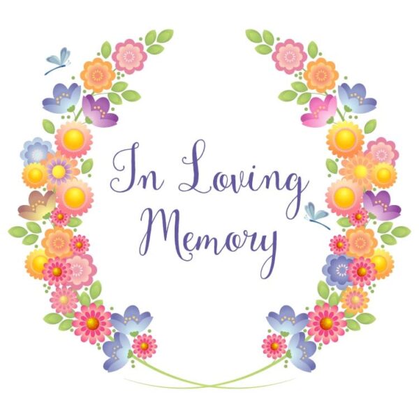 In loving memory with beautiful flowers and butterflies