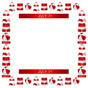 July 1 one canada day celebration frame border concept stars and stripes flutter swim suit beach ball frame border