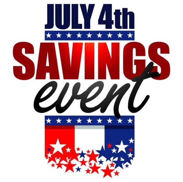 July 4th savings event with united states of america flag