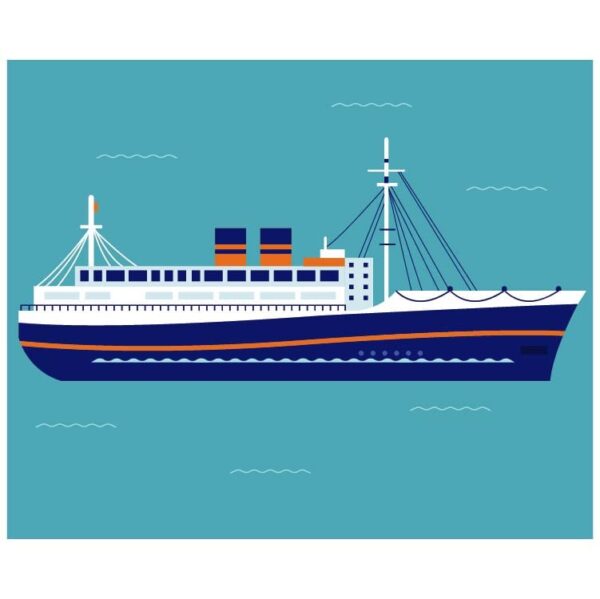 Maritime transport and logistics industry sailing ships