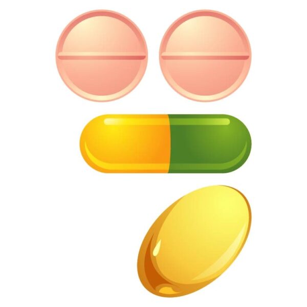 Medical drugs pills and capsules set