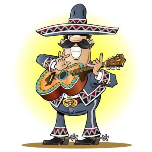 Mexican mariachi musician playing guitar