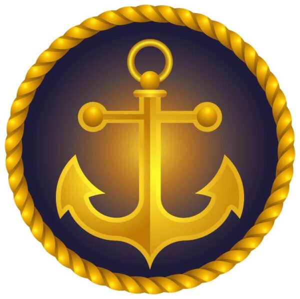 Navy cap ship officer admiral sailor naval captain hat icon or Anchor gold emblem
